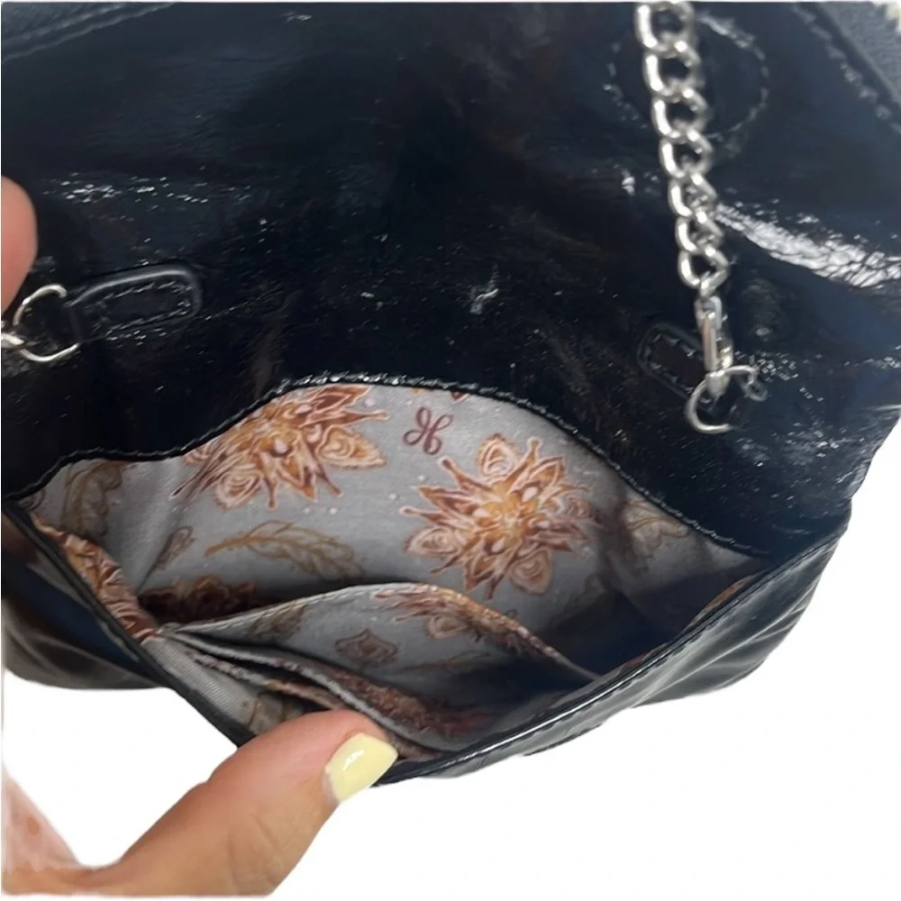 Hobo Black Leather Chain Convertible Small Crossbody Clutch